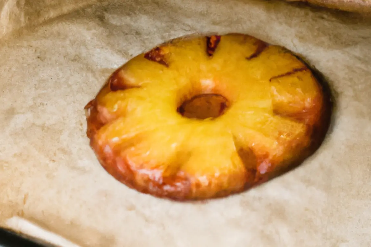 Pineapple Upside Down Cake on Parchment