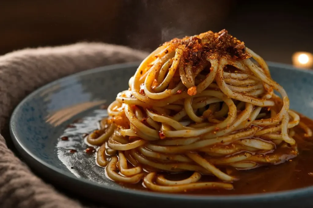 Traditional Togarashi Sauce with spaghetti