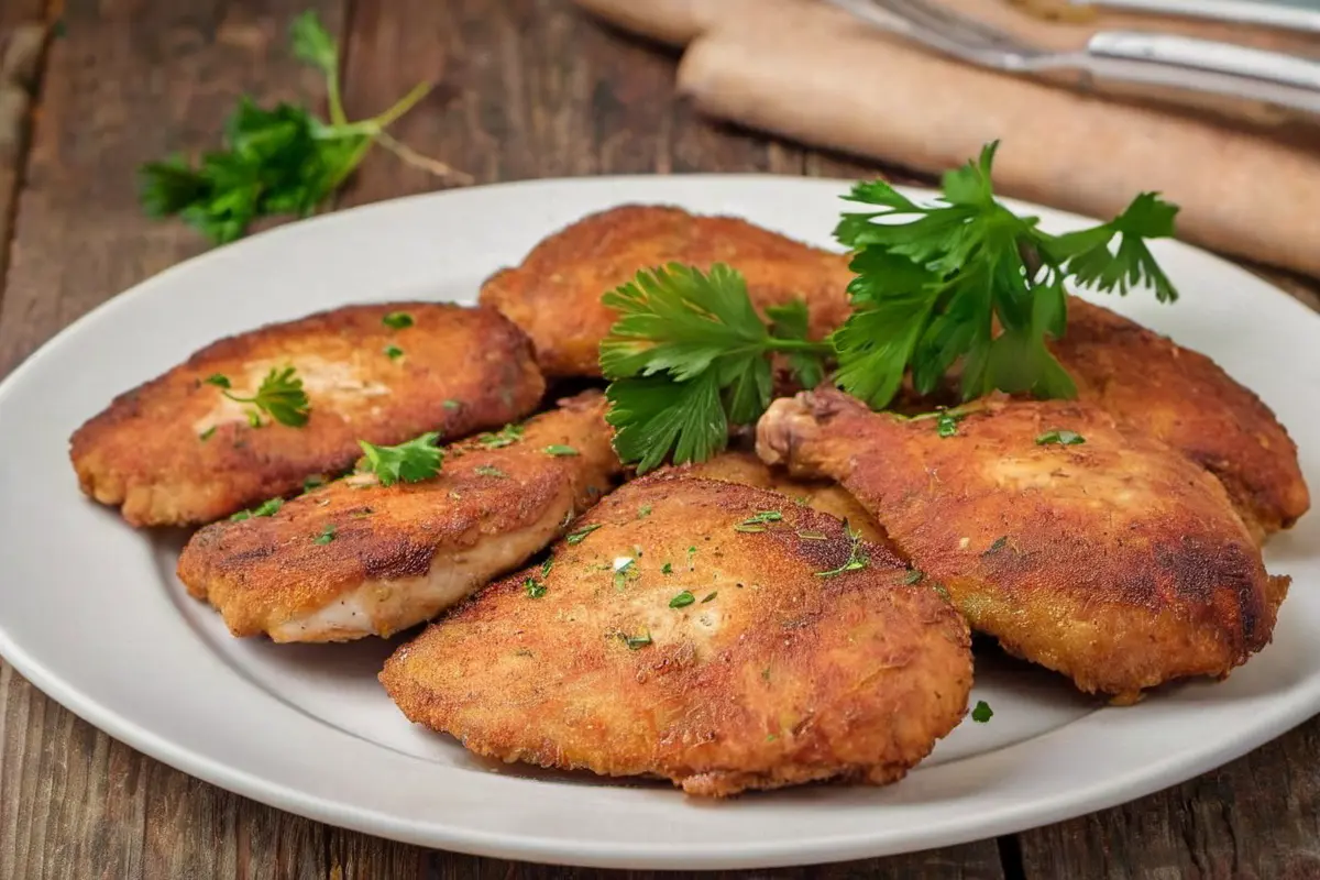 Crispy Olive Oil Fried Chicken Cutlets