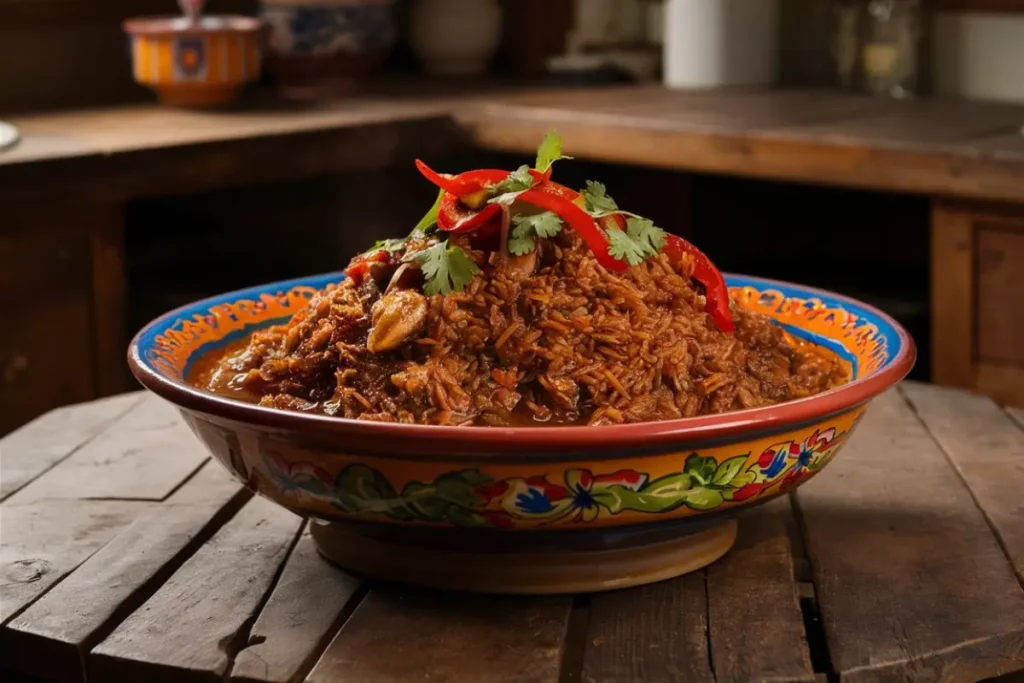 Arroz con Gandules in Traditional Setting