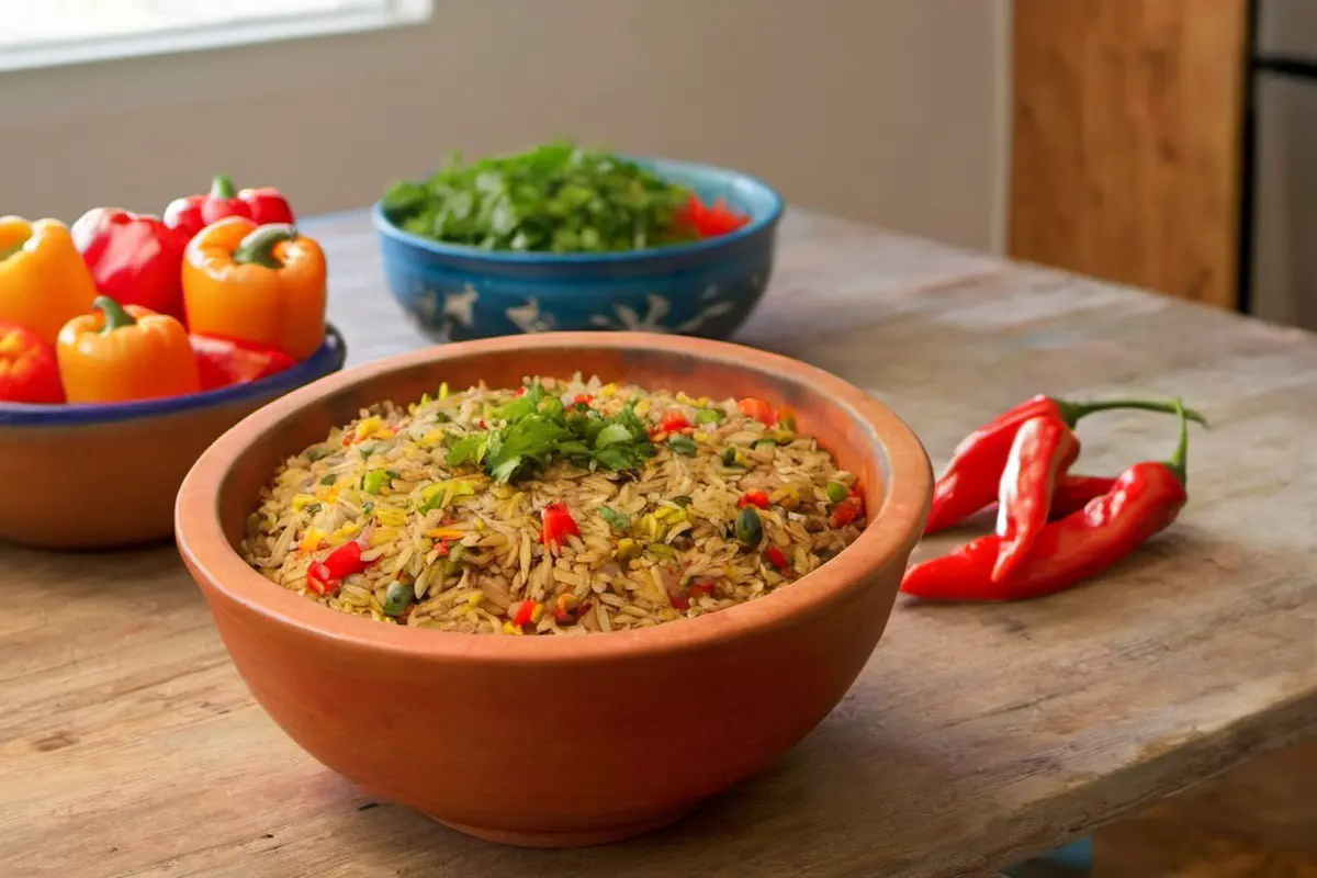 Festive Presentation of Arroz con Gandules