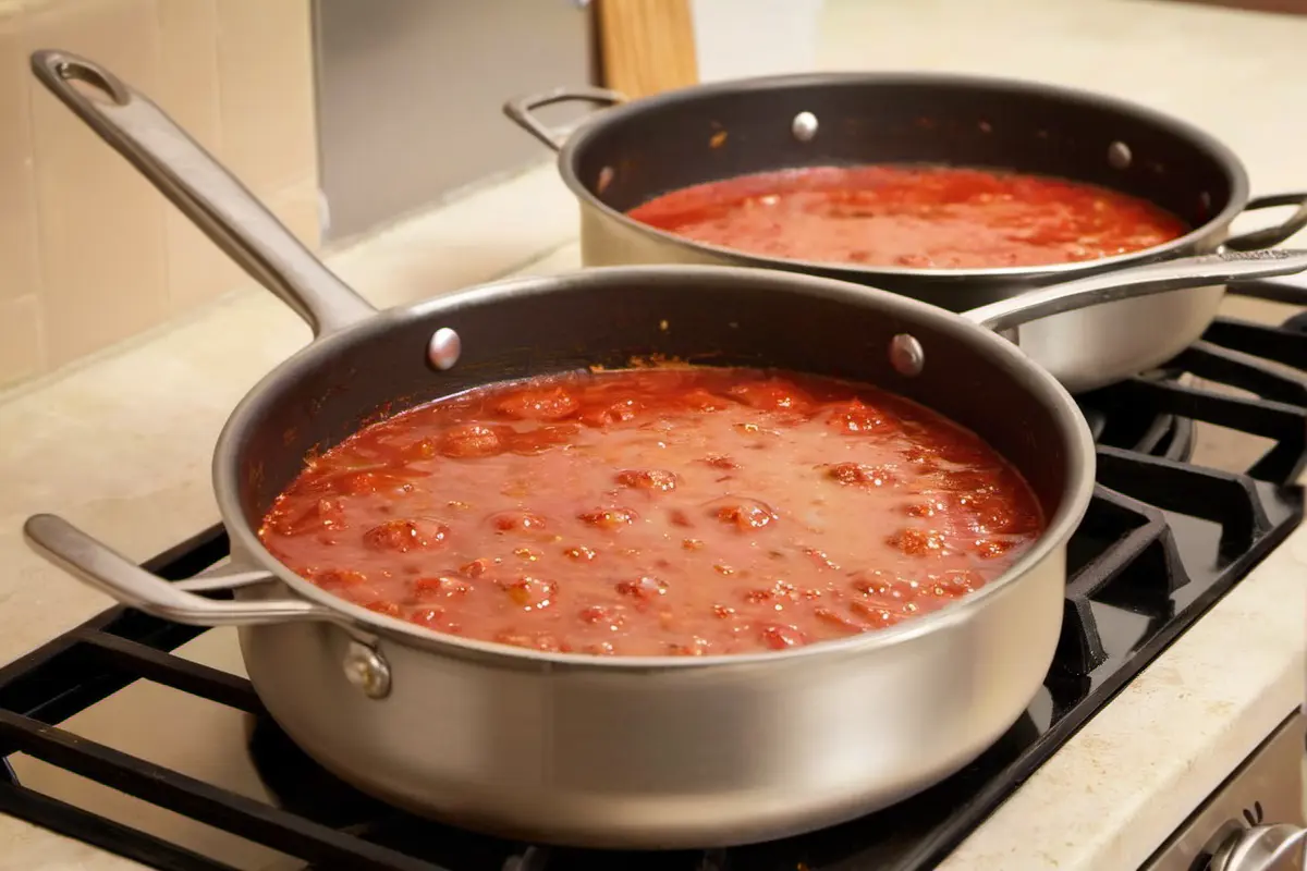 Simmering Homemade Pizza Sauce