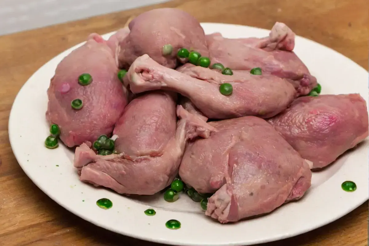 Close-up of Chicken Livers with Green Spots