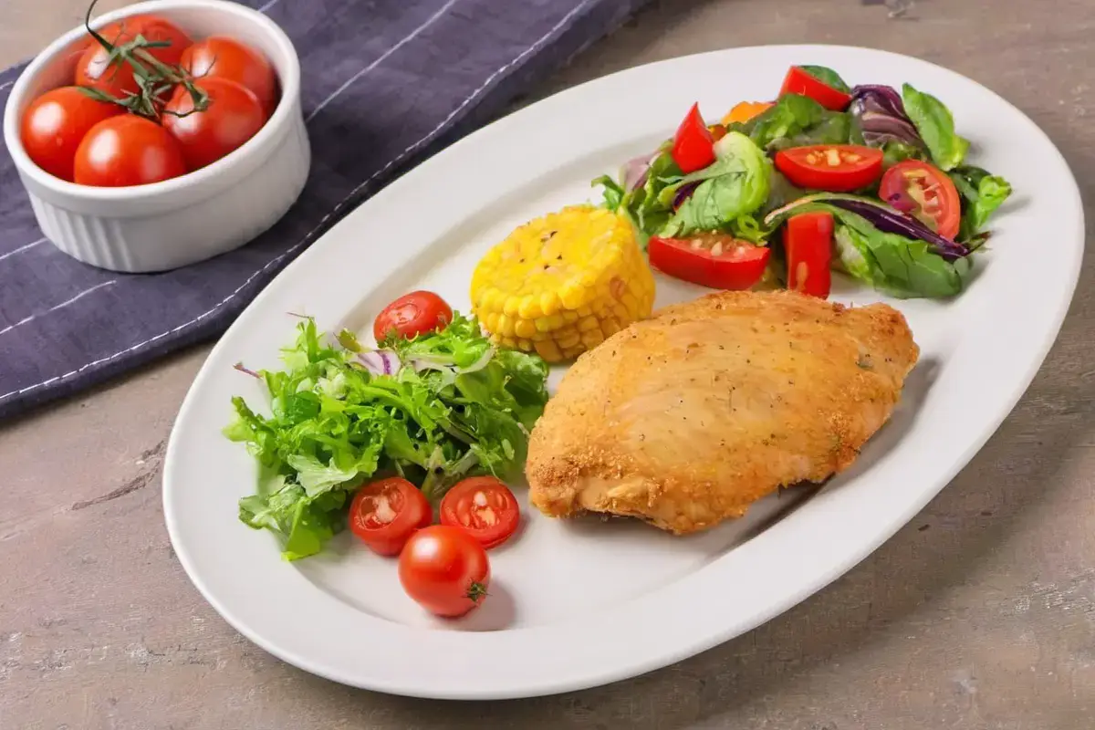 Baked Chicken Cutlets with Salad