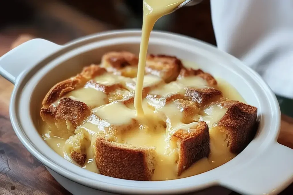 Decadent Bread Pudding with Vanilla Sauce Recipe