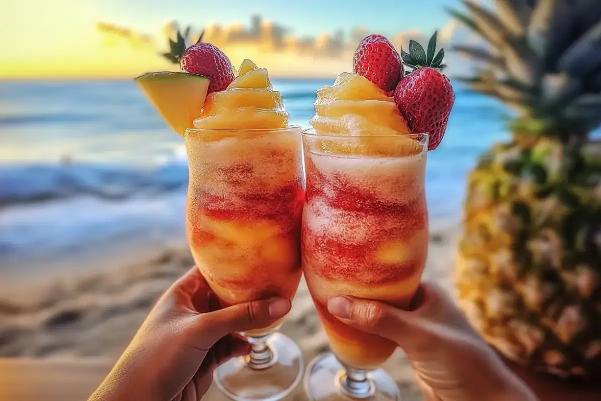 Tropical Pineapple and Strawberry Swirled Slushies: A Refreshing Summer Treat